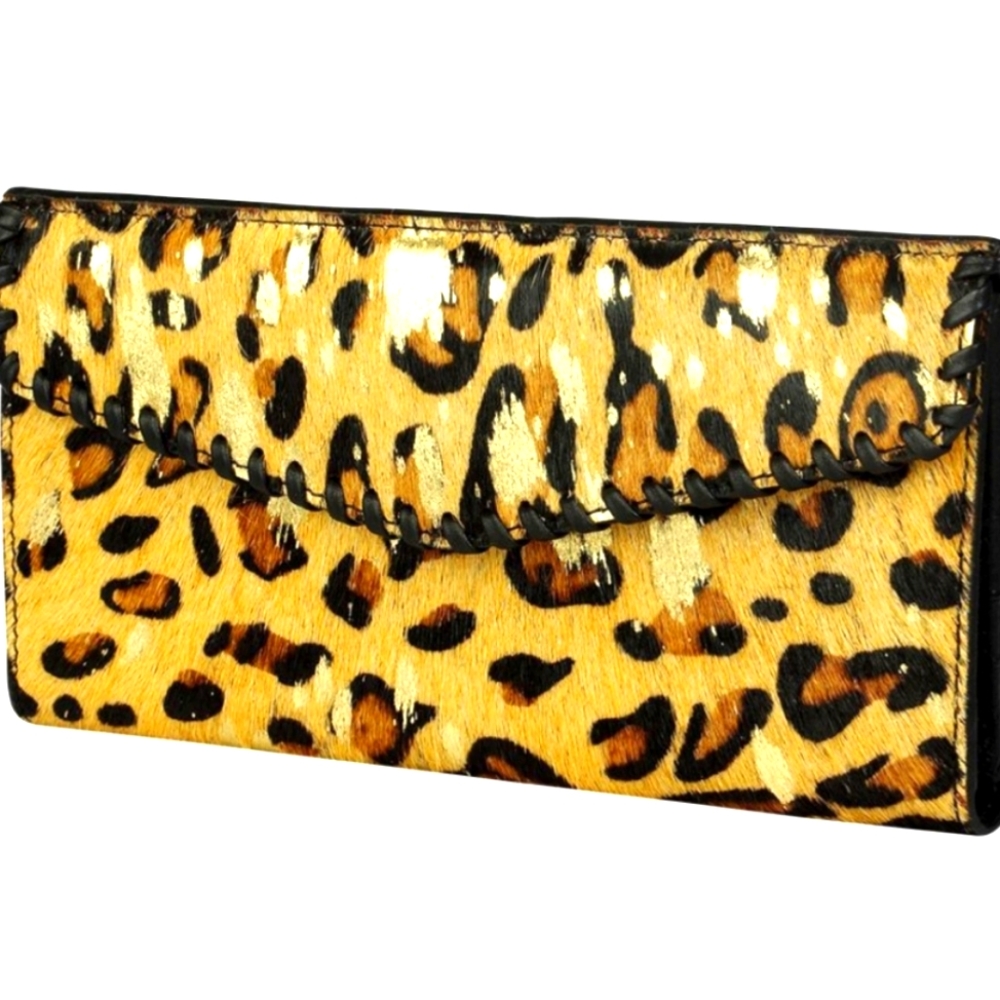 women's Genuine leather hair on foiled wallet.